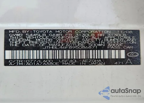 2009 Lexus Ls 460 Base from USA, damaged, VIN JTHBL46F895086871